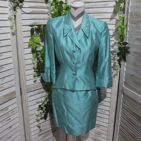 RARE FIND VINTAGE Banu silk suit jacket/skirt - Picture 1 of 12
